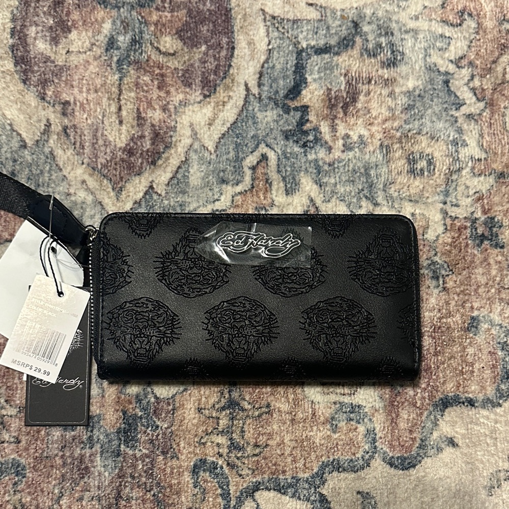 Ed Hardy Black Embossed Wallet
